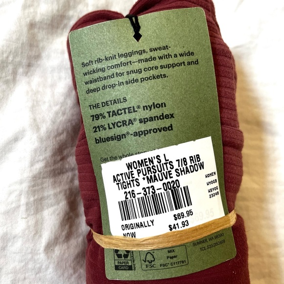 REI Active Pursuit 7/8 Rib Tights- corduroy pattern - Picture 6 of 7